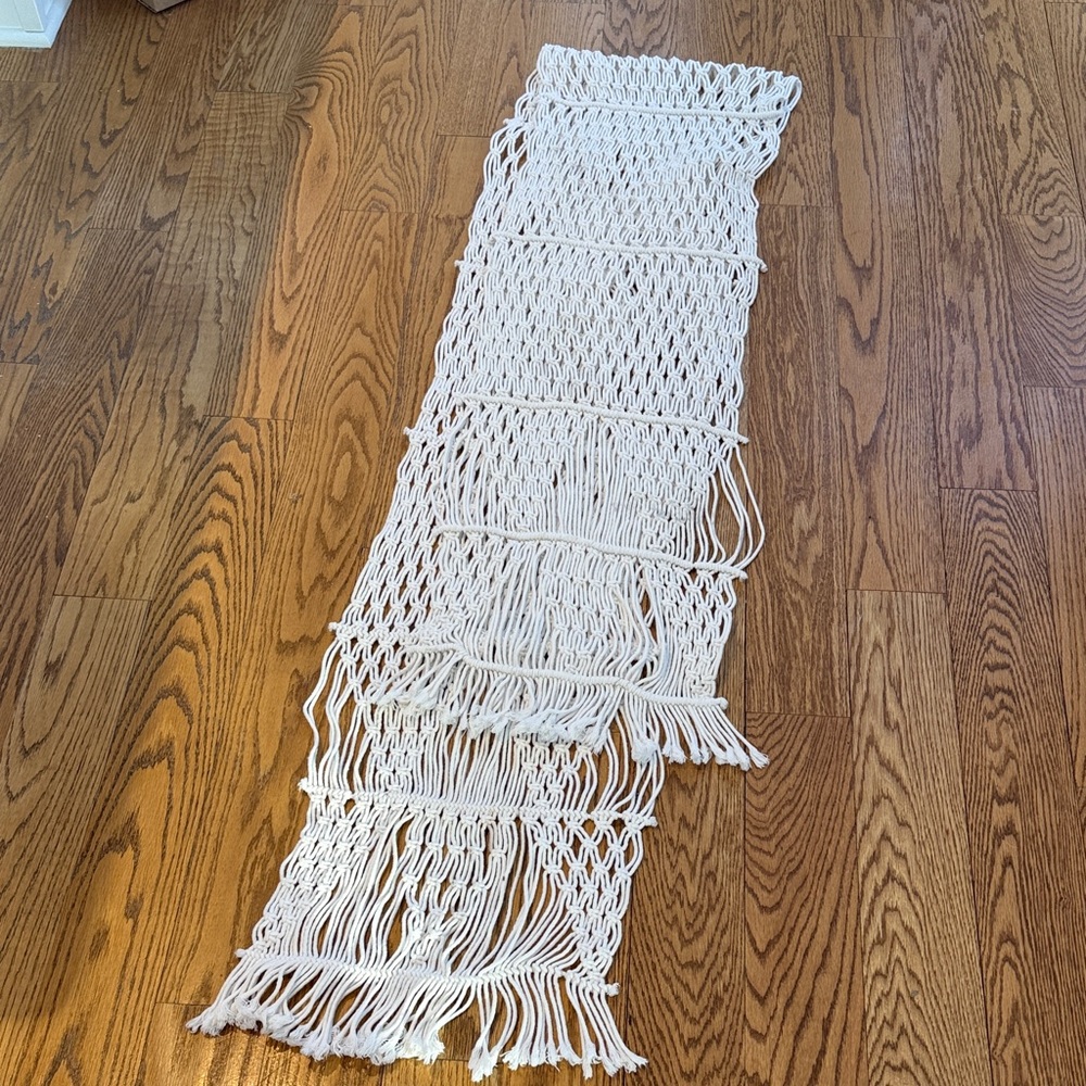 Cream Macrame Table Runner wall hanging